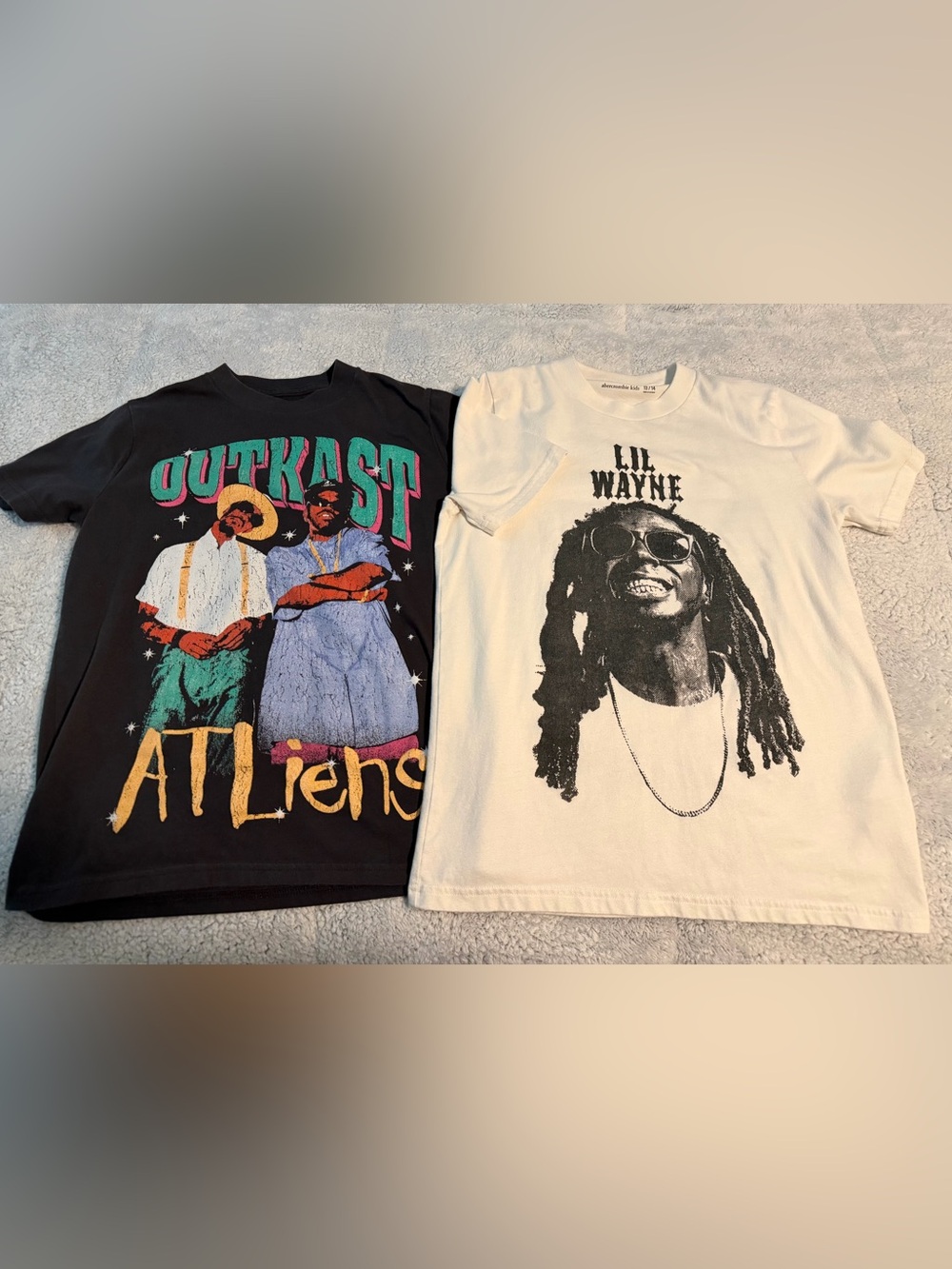 Boys Abercrombie Kids Lil Wayne + Outkast graphic tees - size 13/14